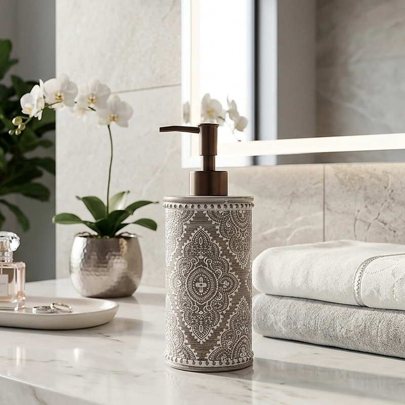 HomeSpa Refillable Liquid Soap Dispenser (Grey) - 420 mL - 420 mL