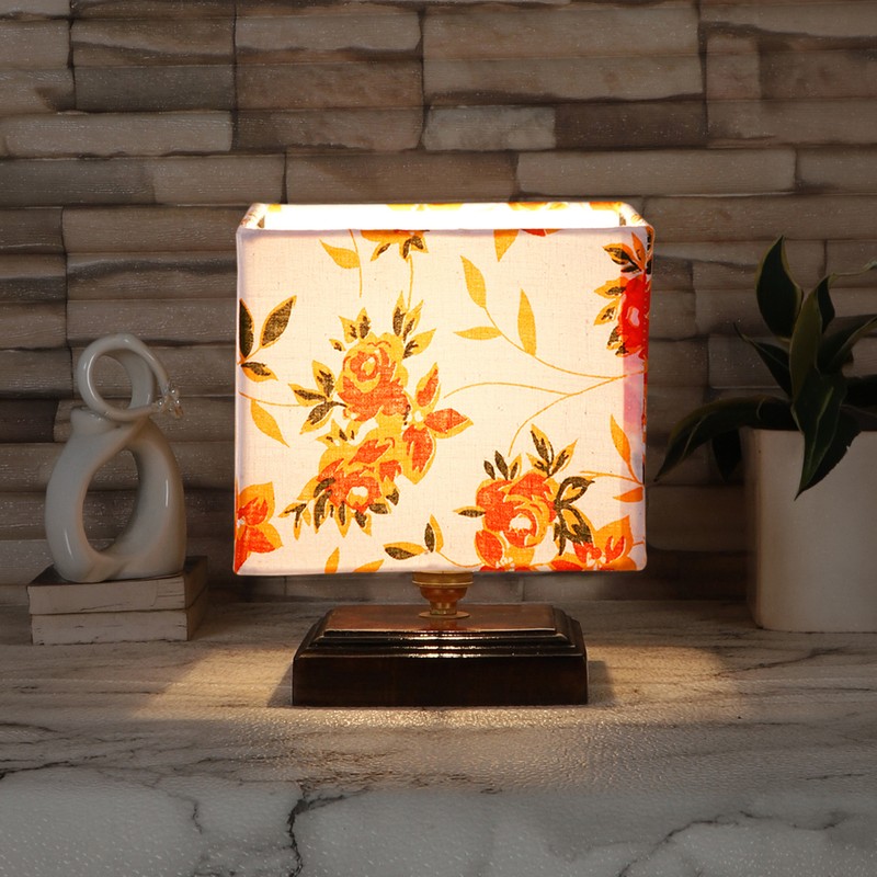 Amsonia Wooden Table Lamp - Orange