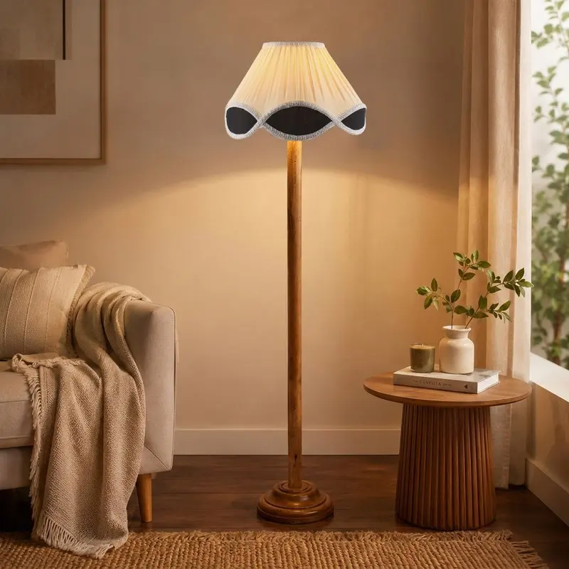 Regal Wave Pleated Cotton Floor Lamp