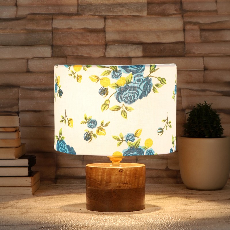 Sparaxis Wooden Table Lamp - Blue