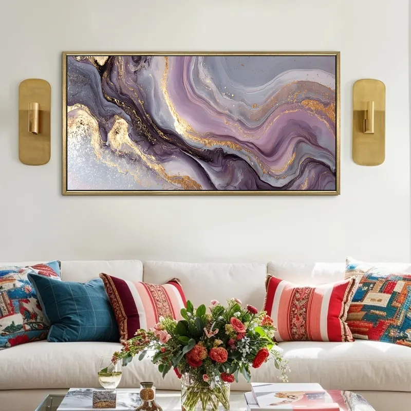 Lilac Marble Symphony Canvas Wall Painting