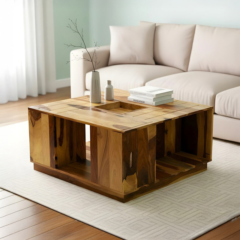 Uervon Sheesham Wooden Center Table - Brown