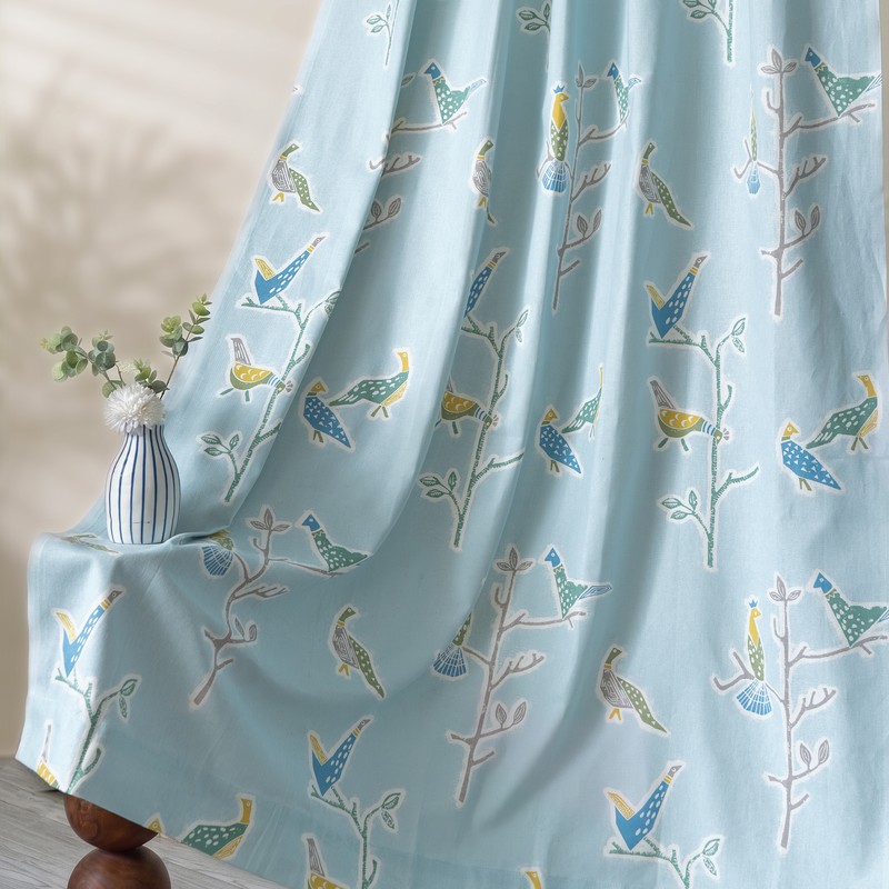 Everdrape Printed Cotton Curtains - Set of Two - Door - 7 Feet