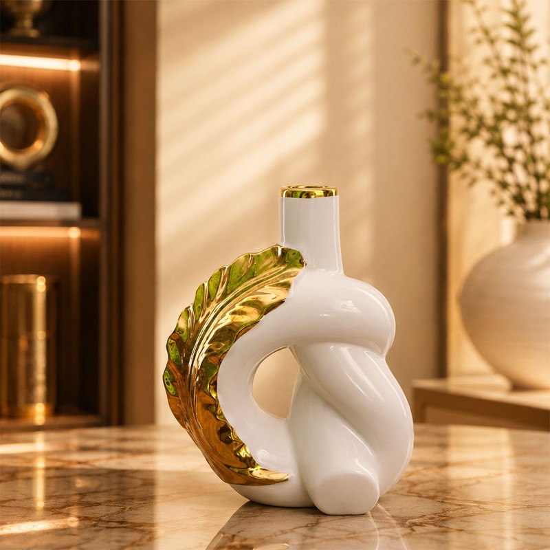 Luxury Sculptural Ceramic Vase - White