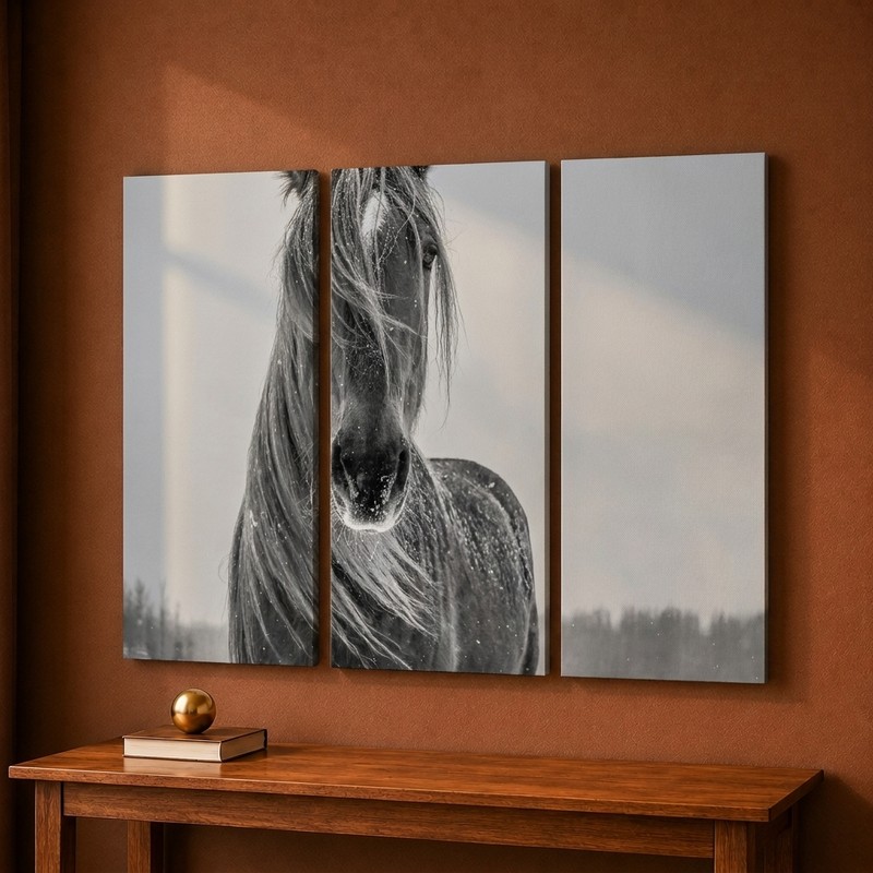 Monochrome Horse Portrait Canvas Wall Painting