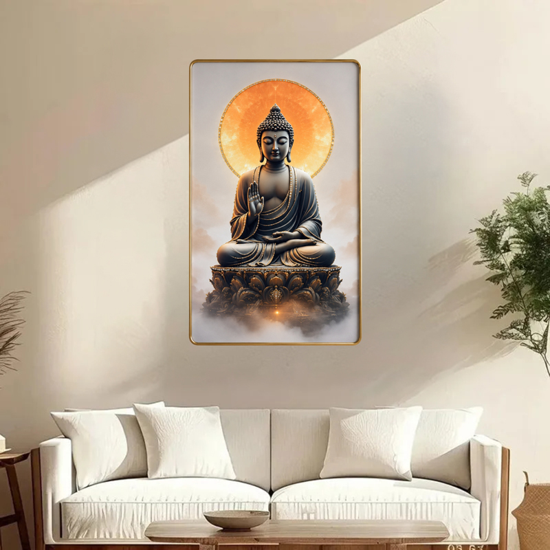 Buddha's Blessing Resin Wall Art With Frame - Small