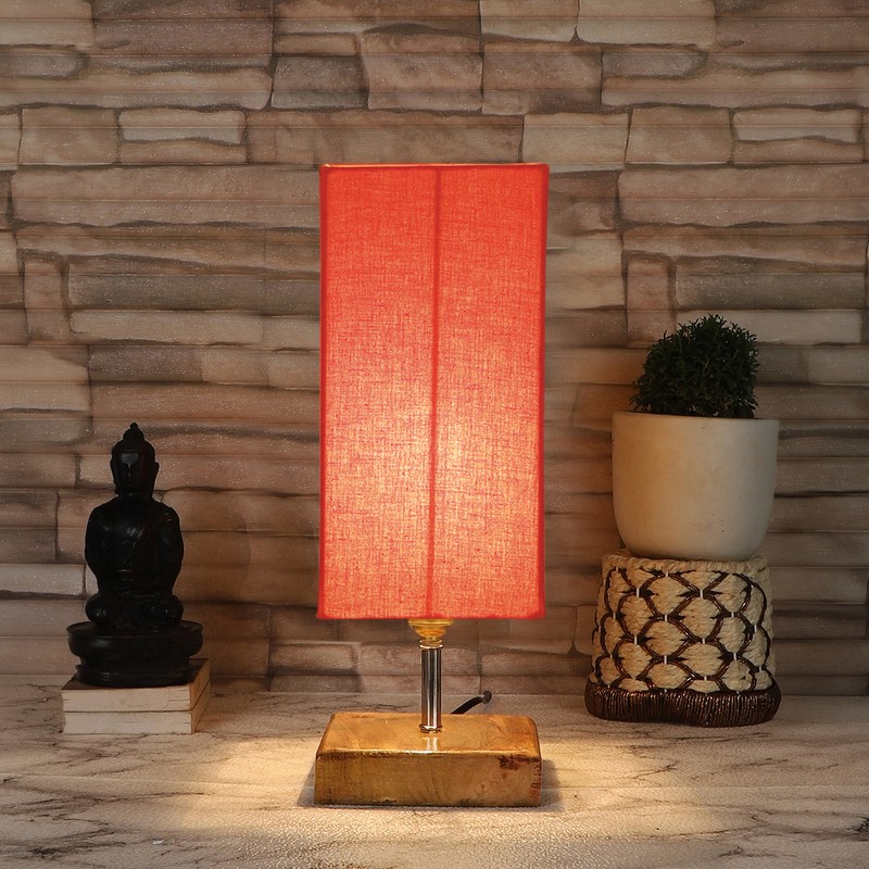 Straminea Wooden Table Lamp - Orange