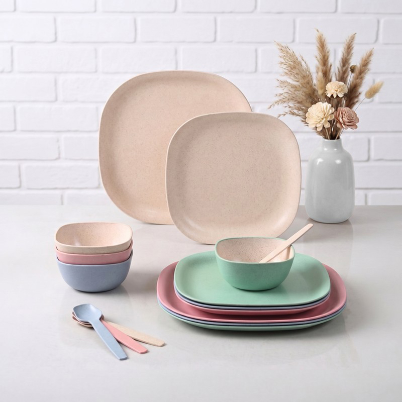 EarthTone Elegance Rice Husk Dinner Set - Sixteen Piece Set