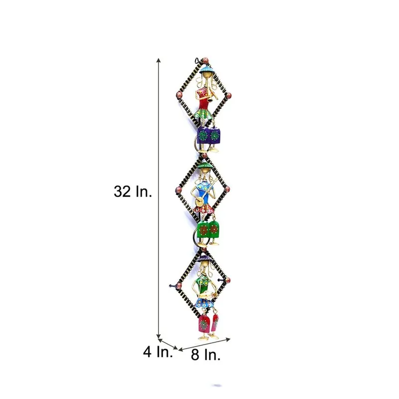 Multicolour vertical wall accent shown with printed size markers