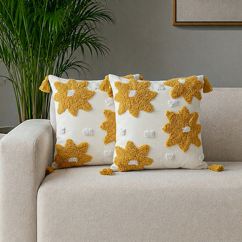 Happy Sunflower Cushion Cover- Set Of Two