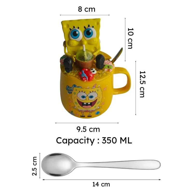Happy SpongeBob Ceramic Coffee Mug With Lid (350 mL) media 8