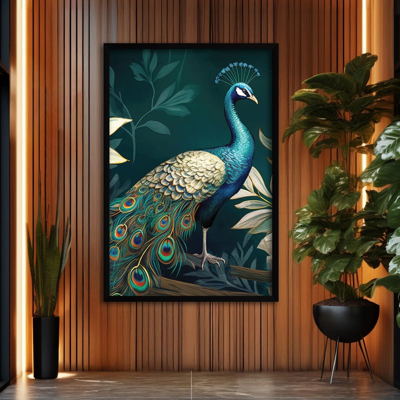 Moonlit Peacock Majesty MDF Wall Art