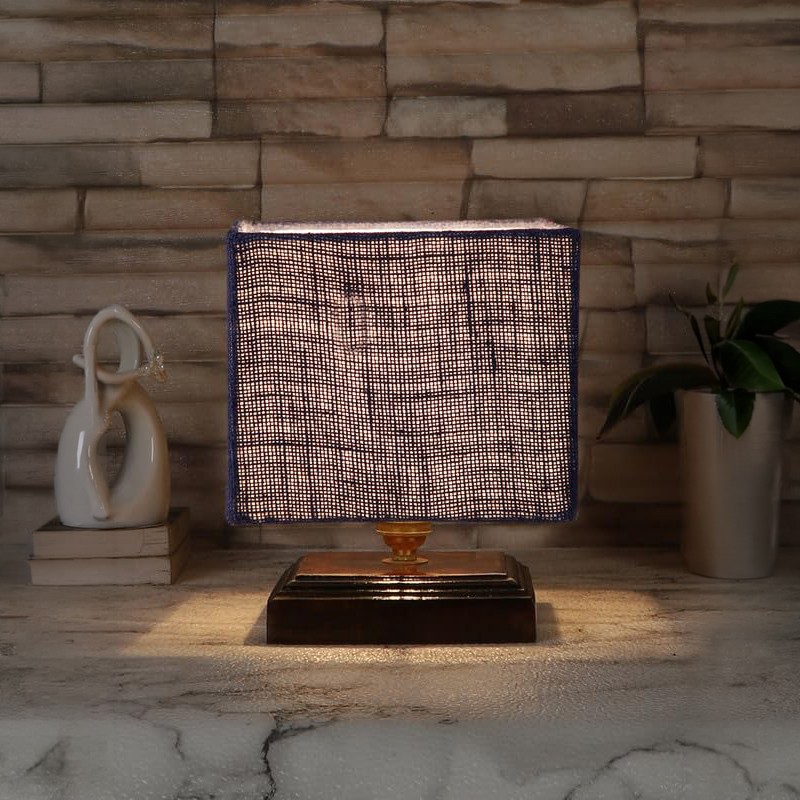 Trabecula Wooden Table Lamp - Navy Blue