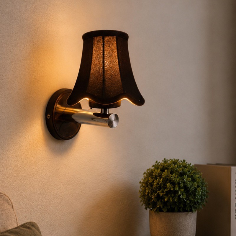 Velvet Glow Cotton Wall Lamp - Black