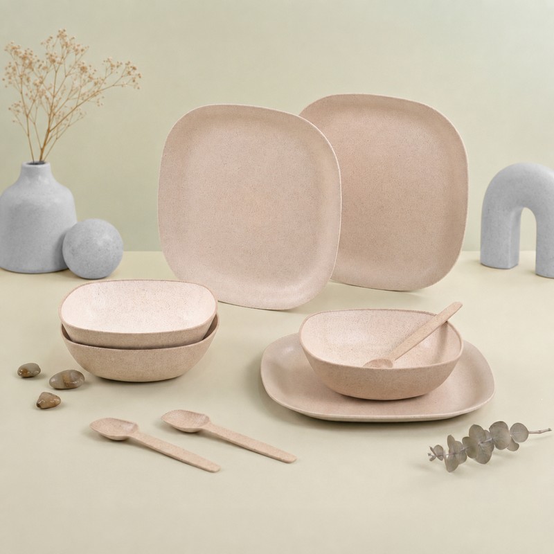 Everyday Elite Rice Husk Dinner Set - Nine Piece Set