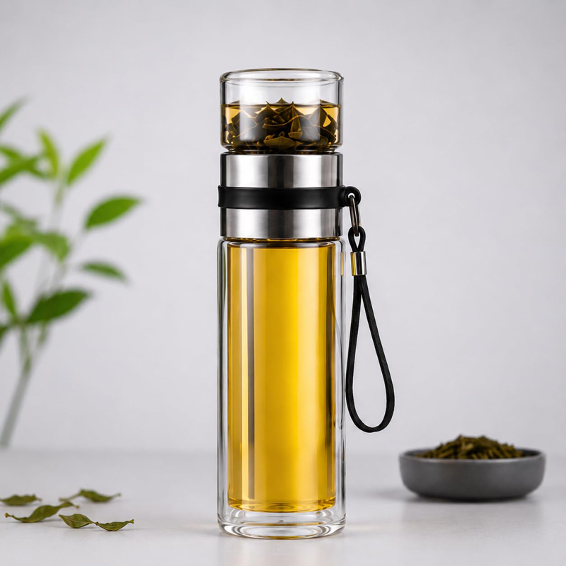Aurelia Glass Tea Infuser Bottle - Transparent