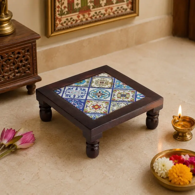 Vedika Mango Wood Stool - 8 inch