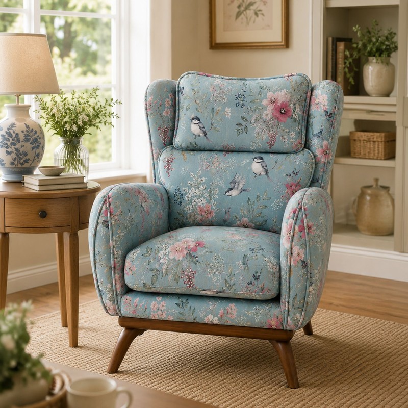 Willowrest Teak Wood & Suede Lounge Chair