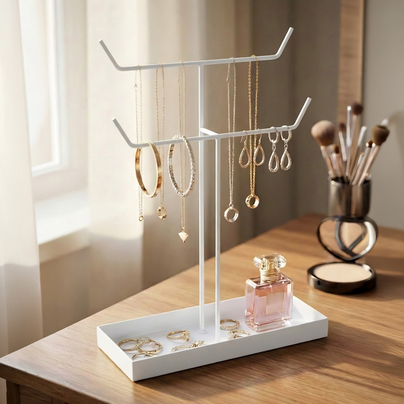 Bloom Jewel Metal Jewelry Stand - White