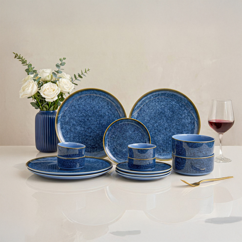 Tarangini Handmade Dinner Set (Blue) - 14 Piece Set