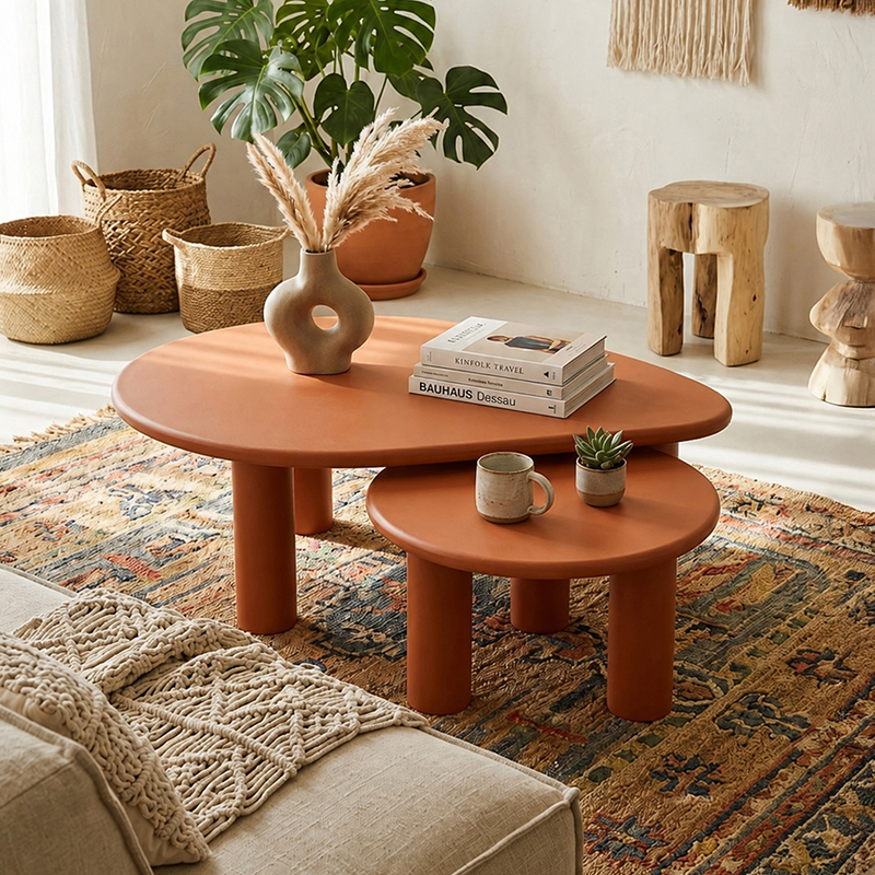 Highland MDF & Acacia Wood Centre Table - Set of Two