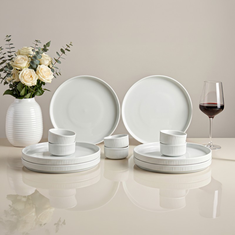 Hartwell Porcelain Dinner Set (White) - 12 Piece Set