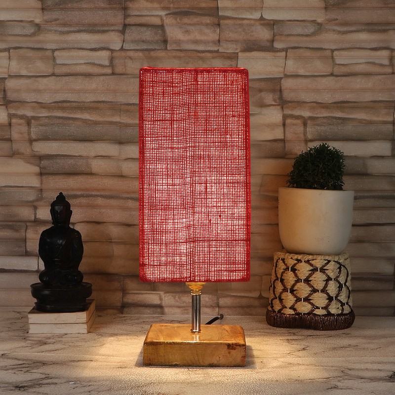 Punicea Wooden Table Lamp - Red
