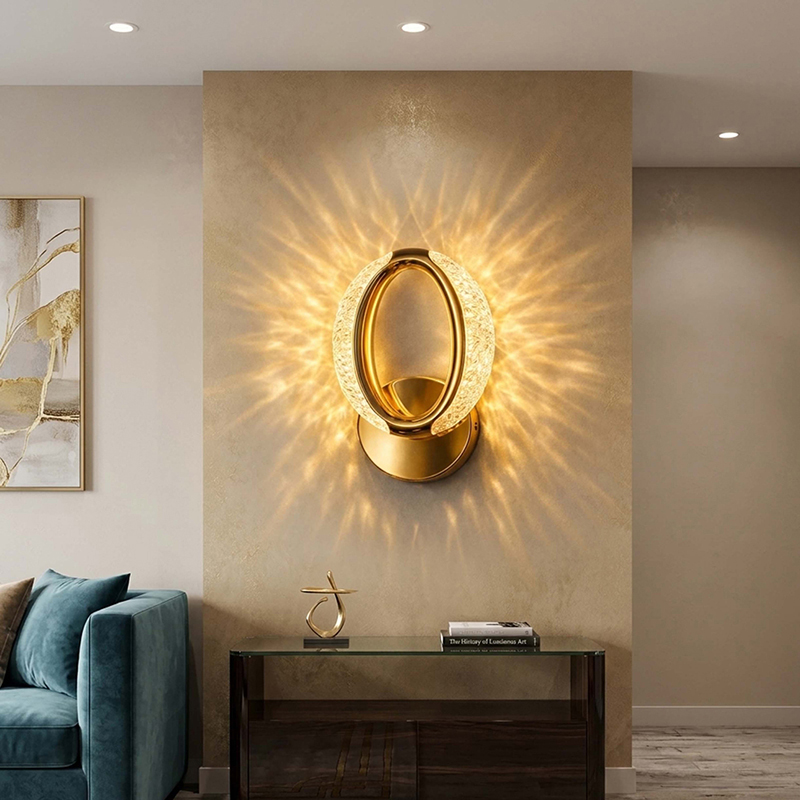 Lark Crystal Oval Metal Wall Lamp