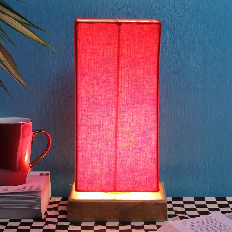 Tignum Wooden Table Lamp - Red