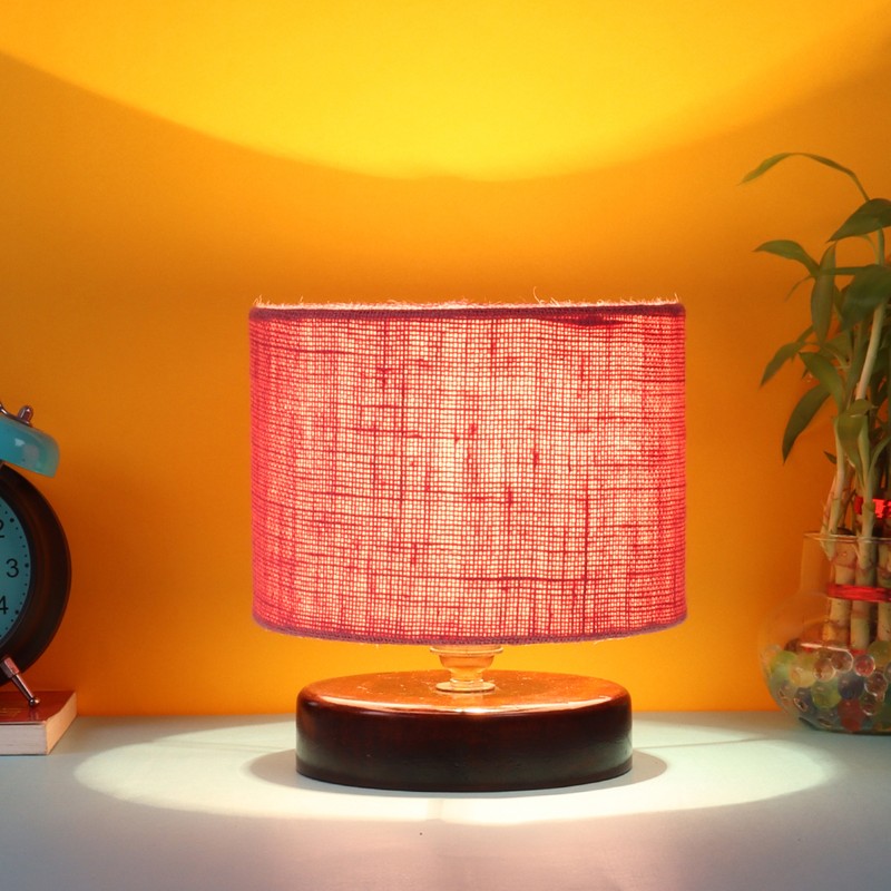 Henequen Wooden Table Lamp - Pink