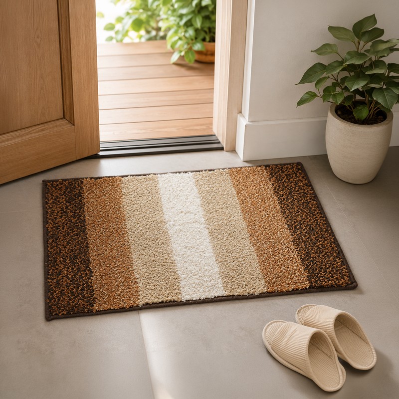 ComfortWeave Anti Skid Bath Mat - Brown & White - 50 x 70 cms