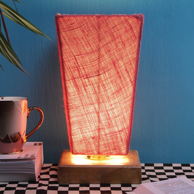 Corypha Wooden Table Lamp - Pink