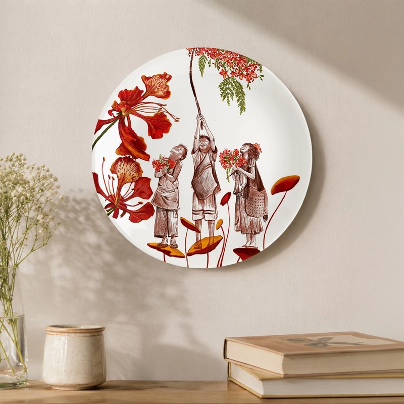 Gulmohar Tree Ceramic Wall Plate