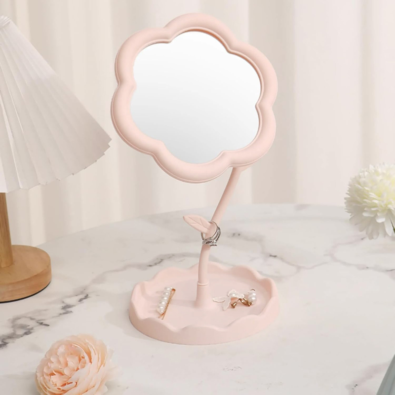 Serene Halo Plastic Hand Mirror - Pink
