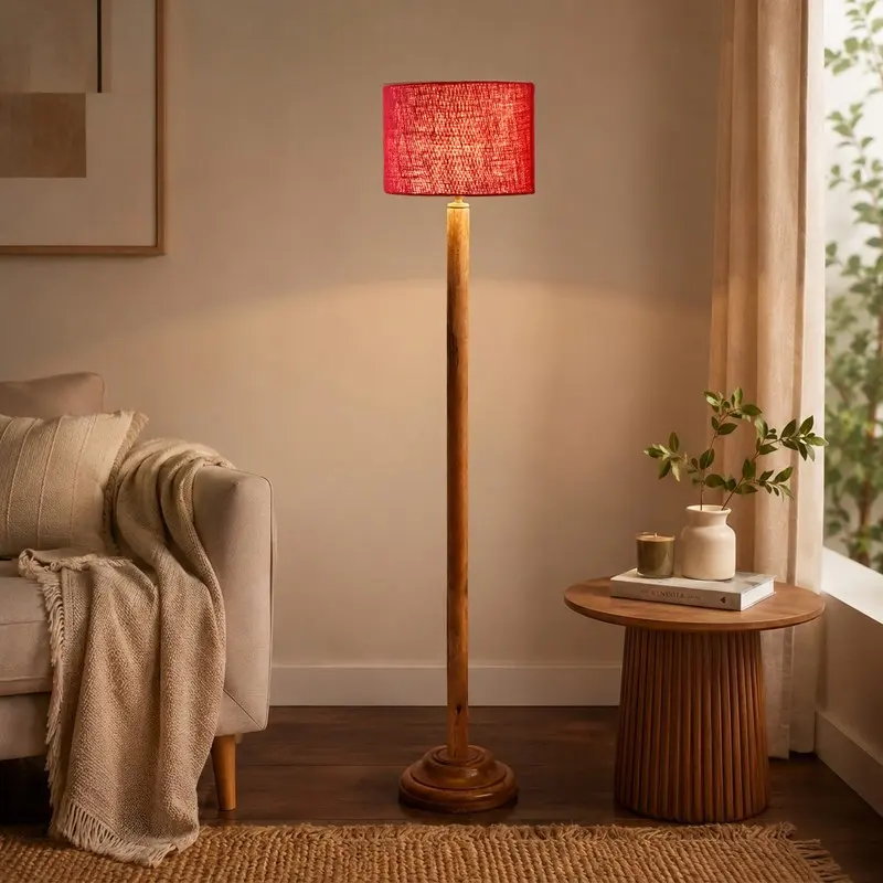 Ruby Weave Jute Wooden Floor Lamp