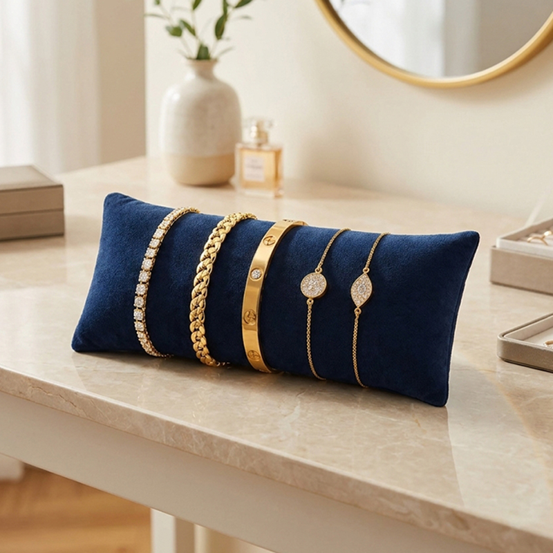 Garnet Elegance Velvet Jewellery Display Cushion - Blue