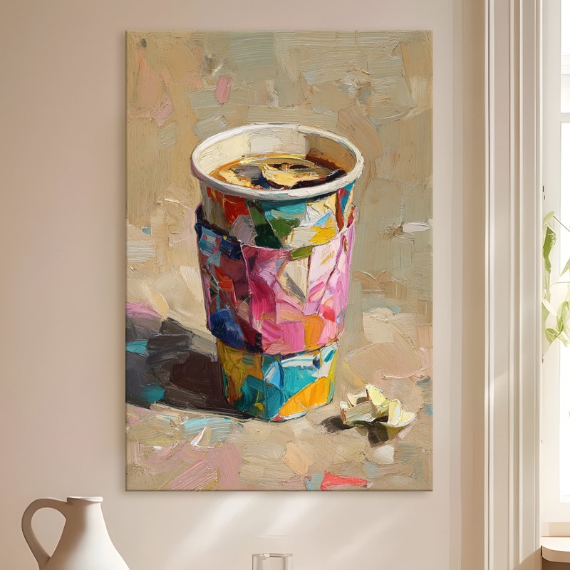 Patchwork Brew Gallery Wrapped Canvas Wall Painting