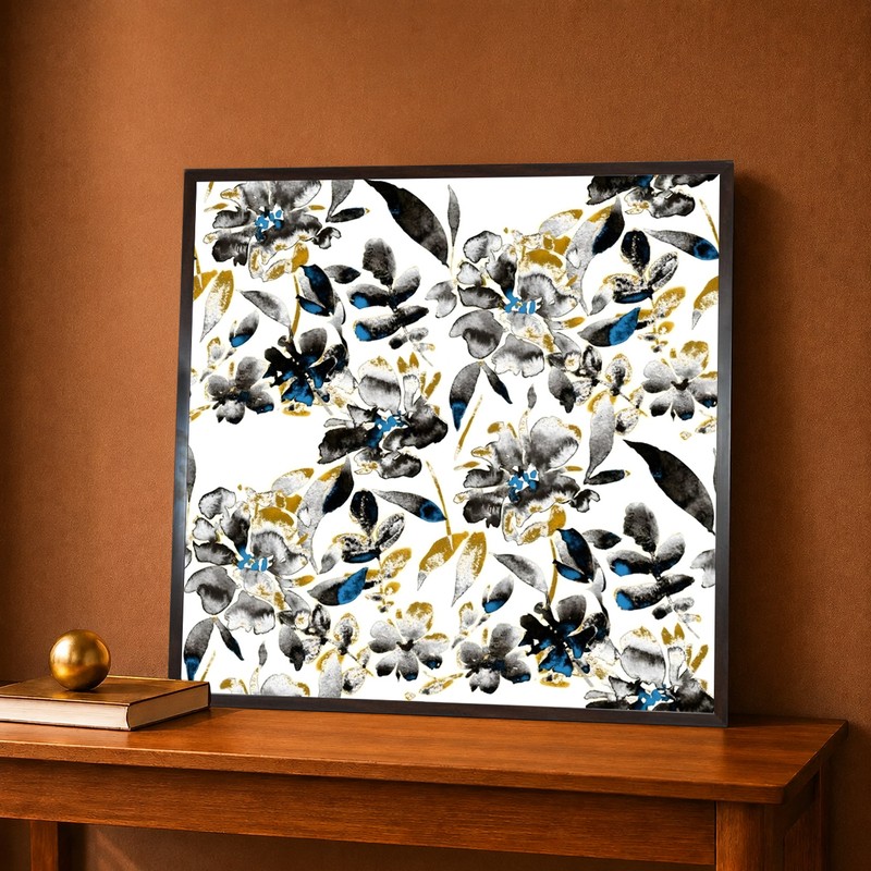Midnight Floral Canvas Wall Painting