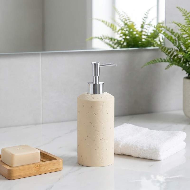 Speckled Polyresin Soap Dispenser (Beige) - 420 mL - 420 mL