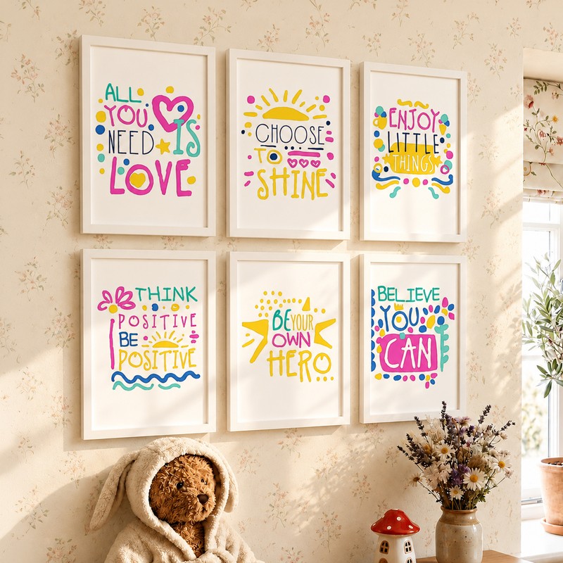 Bright Minds Motivational Paper Wall Art - Set of Six
