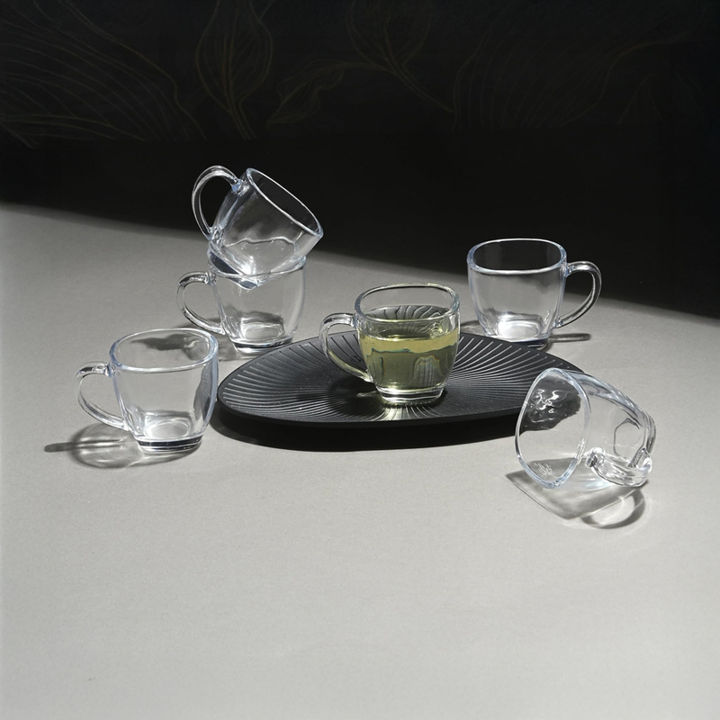 Royal Infusion Glass Tea Cup (100 mL Each) - Set of Six