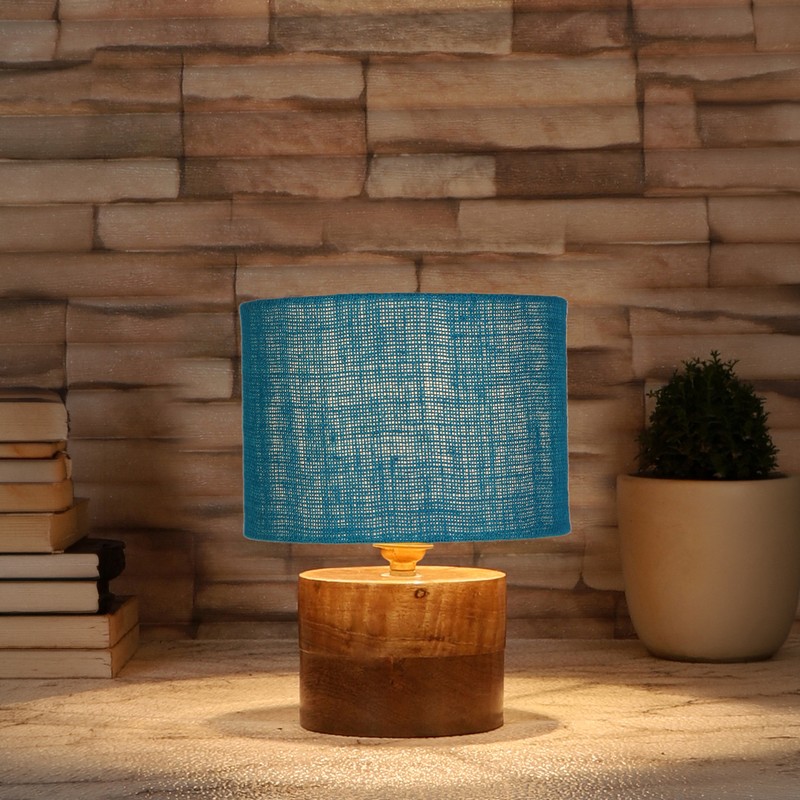 Alnus Wooden Table Lamp - Blue