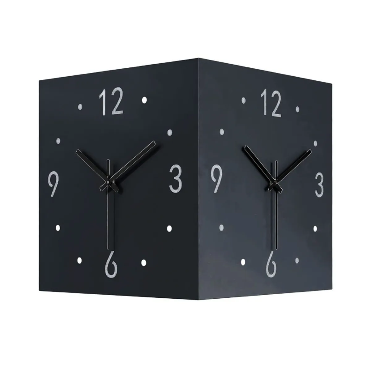 Architectural Corner Wrought Iron Wall Clock - Black