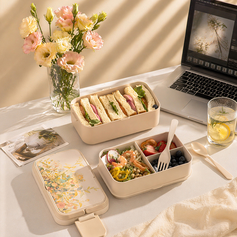 Bento Bloom Lunch Box Beige - 1960 mL - 1960 mL