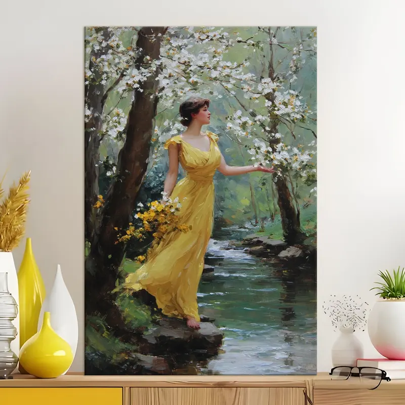 Floral Stream Elegance Canvas Wall Painting