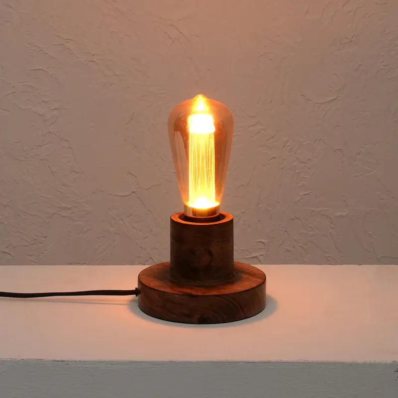 Fig Living Naked Bulb Glass Table Lamp - Brown