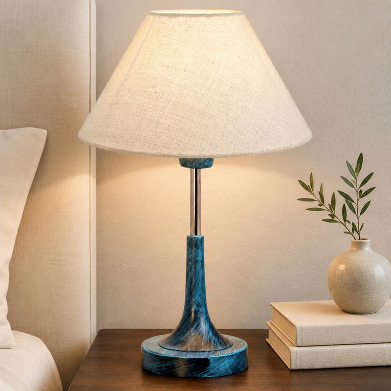 Arialla Bleu Metal Table Lamp - Beige,Blue