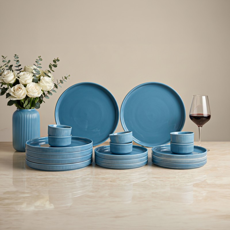 Ravenshire Porcelain Dinner Set (Blue) - 18 Piece Set
