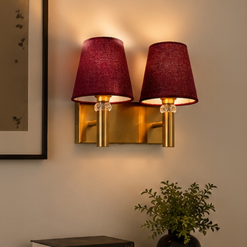 Elvarra Twin Jute Wall Lamp - Maroon
