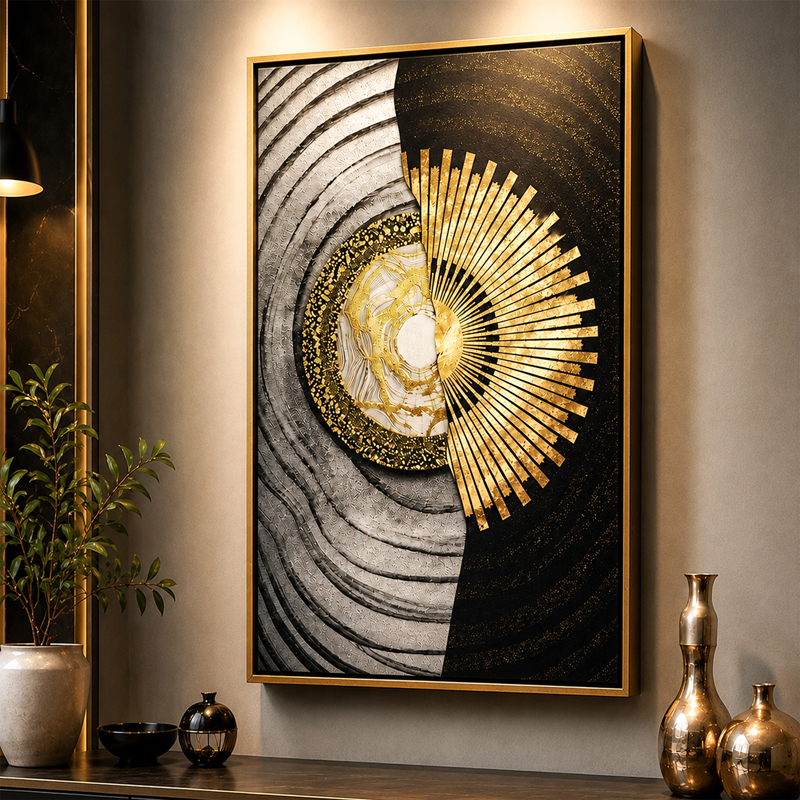 Abstract Gold Foil Canvas Wall Art